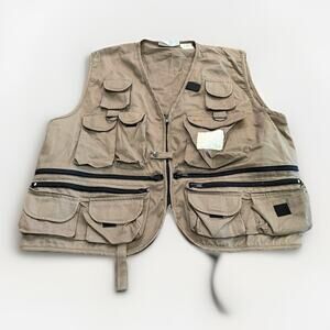 Easy Drifter Mens Tan Utility Fishing Hunting Travel Pockets Full Zip Vest XXL